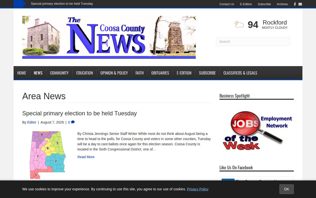 The Coosa County News crime and arrest coverage section