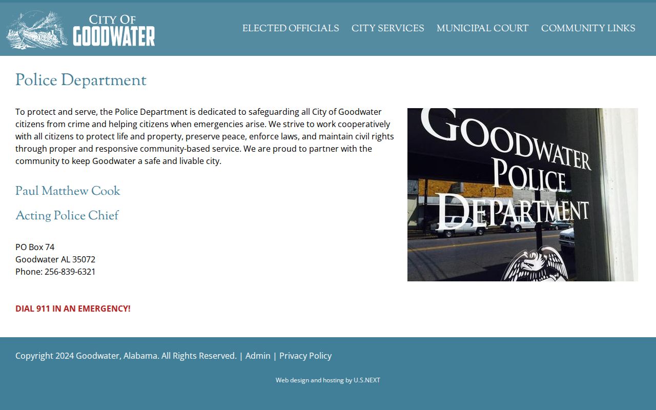 Goodwater Police Department official arrest records source in Coosa County
