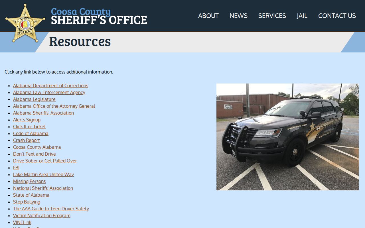 Coosa County Sheriff resources for Kellyton arrest and custody records