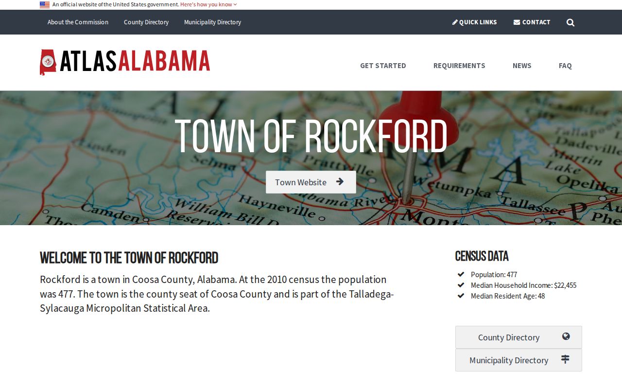 Rockford municipal and police arrest-record reference for Coosa County